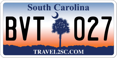 SC license plate BVT027