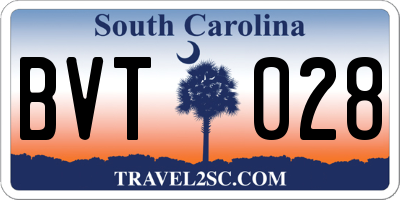 SC license plate BVT028