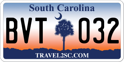 SC license plate BVT032