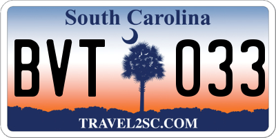 SC license plate BVT033
