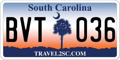 SC license plate BVT036