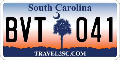 SC license plate BVT041