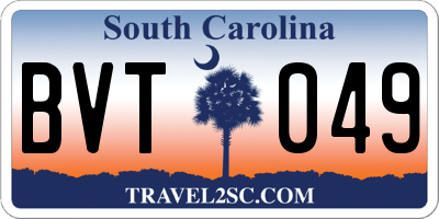 SC license plate BVT049