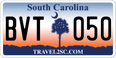 SC license plate BVT050