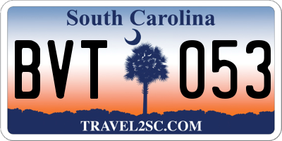 SC license plate BVT053