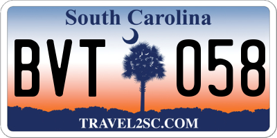 SC license plate BVT058