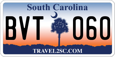 SC license plate BVT060