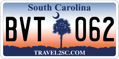 SC license plate BVT062