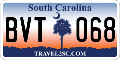 SC license plate BVT068