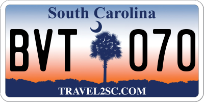 SC license plate BVT070