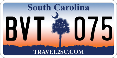 SC license plate BVT075
