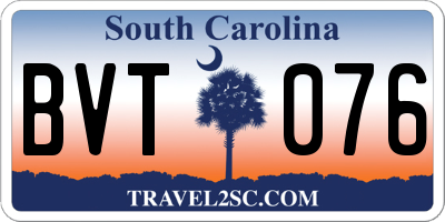 SC license plate BVT076