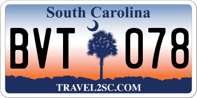 SC license plate BVT078