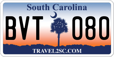 SC license plate BVT080