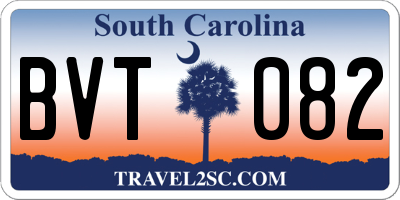 SC license plate BVT082