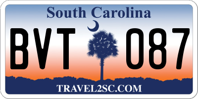 SC license plate BVT087