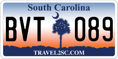 SC license plate BVT089