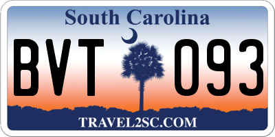 SC license plate BVT093