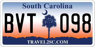 SC license plate BVT098