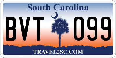 SC license plate BVT099