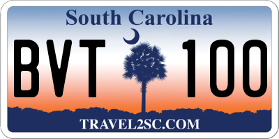 SC license plate BVT100