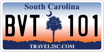 SC license plate BVT101