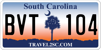 SC license plate BVT104