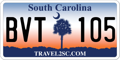 SC license plate BVT105