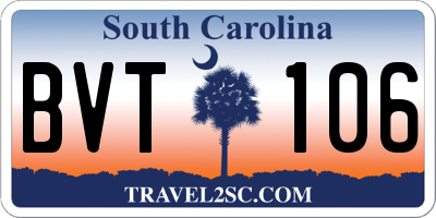 SC license plate BVT106