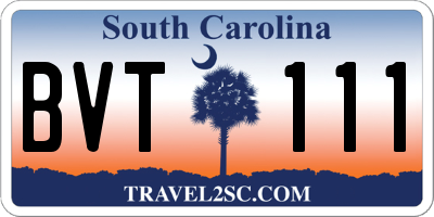SC license plate BVT111