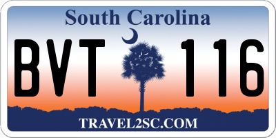 SC license plate BVT116