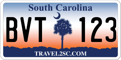 SC license plate BVT123