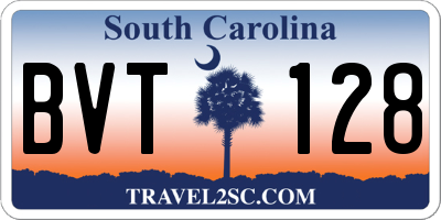 SC license plate BVT128