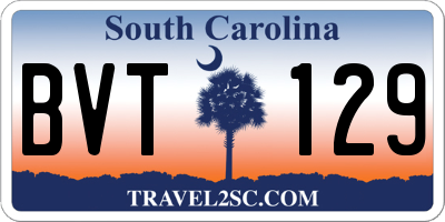 SC license plate BVT129