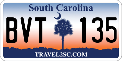 SC license plate BVT135