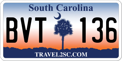 SC license plate BVT136