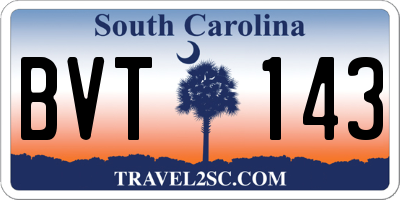 SC license plate BVT143