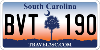 SC license plate BVT190
