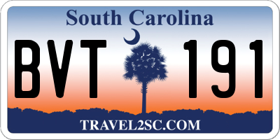 SC license plate BVT191