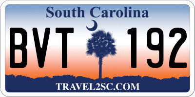 SC license plate BVT192