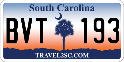 SC license plate BVT193