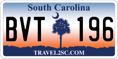 SC license plate BVT196