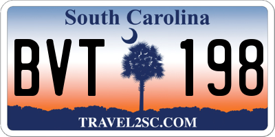 SC license plate BVT198