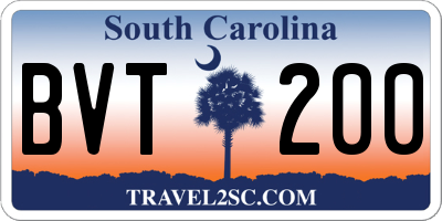 SC license plate BVT200