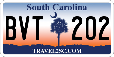 SC license plate BVT202