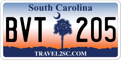 SC license plate BVT205