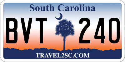 SC license plate BVT240