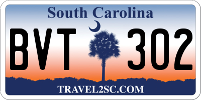 SC license plate BVT302