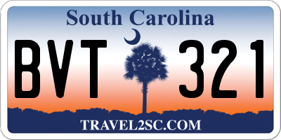 SC license plate BVT321