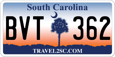 SC license plate BVT362